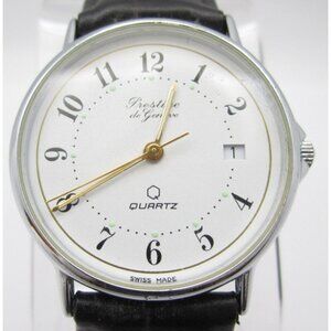 Vtg Women Prestige de Geneve Swiss Quartz Analog 33mm Watch (H965) "New Battery"